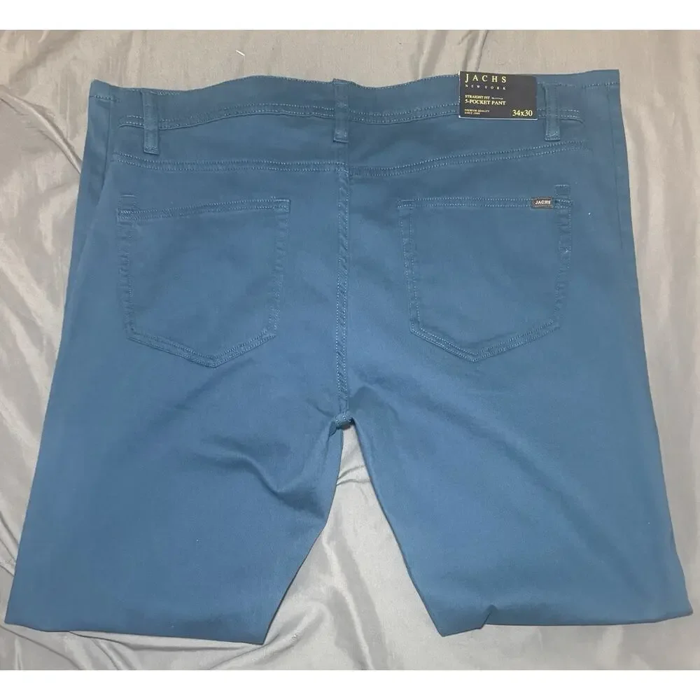 JACHS New York Men’s Straight Fit Casual 5 Pocket Pants 34x29 Dark‎ Teal